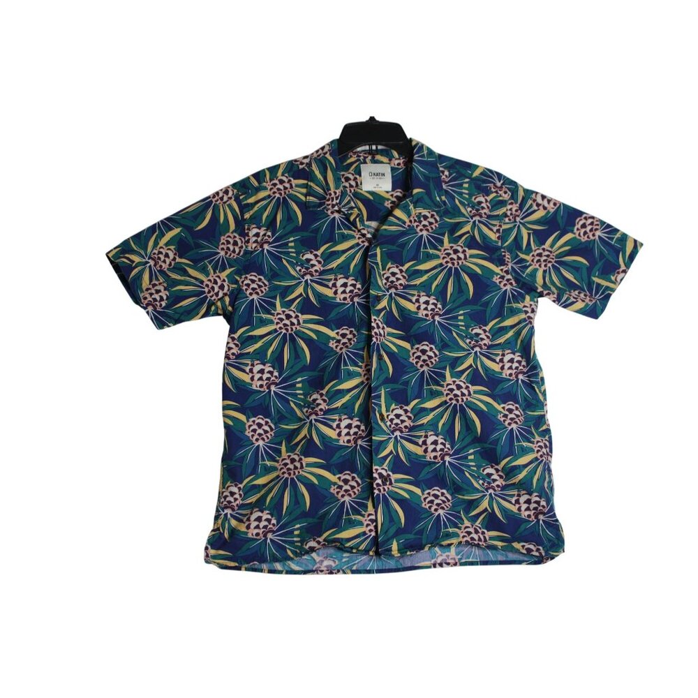 Katin Short‎ Sleeve Hawaiian Floral Button Down Shirt Mens Medium